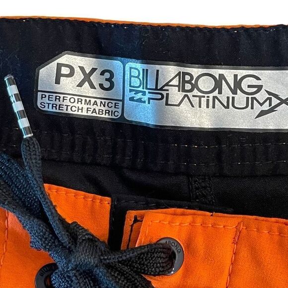 Billabong Platinum PX3 Performance Board Shorts Swimwear Black Orange Sz 36 - Picture 3 of 9